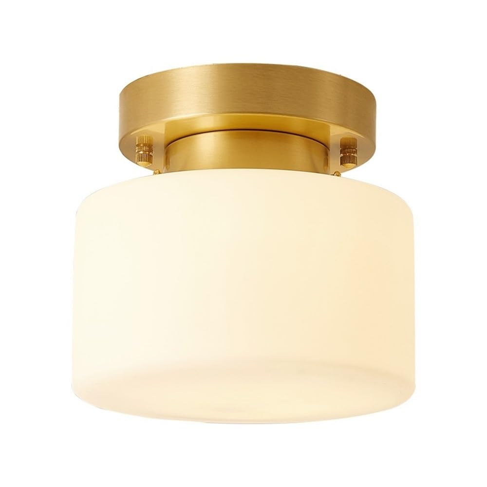 ITOSUI Modern Brass Ceiling Light 7.9-Inch Gold Flush Mount Lamp with White Glass Shade for Hallway Bedroom Study Closet Kitchen Mid Century Nordic Minimalist Round Fixture E26 Base