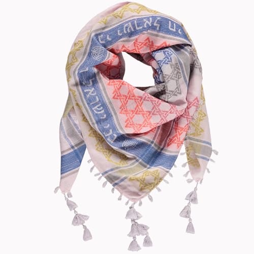 Multicolor Tassel Scarf, Pink Jewish Sudra, Desert Keffiyeh, 100% Cotton, Woven, Unisex2