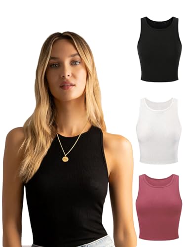 Image of KERI PERRY Tops for Women Crop Top for Women's Tank Activewear Tee Sports Western Casual Cotton Camisole Pack of 3 Combo