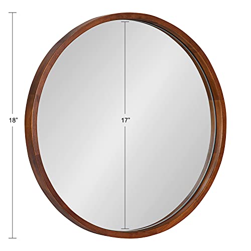 Kate And Laurel Valenti Midcentury Round Wall Mirror, 18 Inch Diameter, Walnut Brown, Decorative Circle Mirror #TOP5