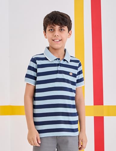 Image of Amazon Brand - Symbol Boys Cotton Rich Striped Polo Tshirt | Collar Tshirts | Half Sleeves | Regular Fit
