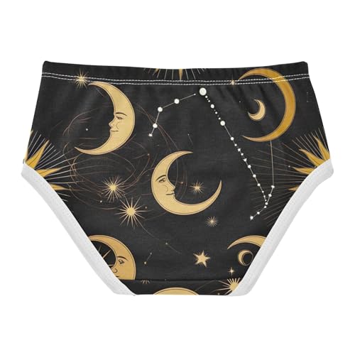 Cotton Toddlers Underwear Floral Golden Sun Moon Girl Panties Cute Bright Underpants Briefs 2t2