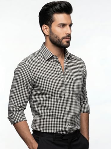 Image of Amazon Brand - INKAST Men's Cotton Checks Formal Shirt | Full Sleeve | Regular Fit | Comfortable Professional Checkered Shirts for Men