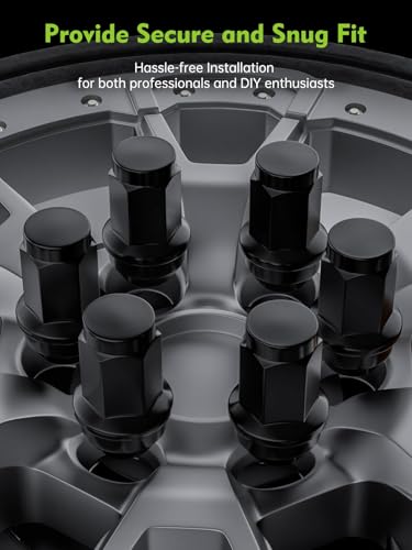 Image of AUTOPTIM M14x2.0 Lug Nuts - Replacement for 2004-2014 Ford F150, 2003-2014 Ford Expedition, 2003-2012 Lincoln Navigator, Black 13 /16 inch 21mm Hex, OEM Factory Style Closed End Wheel Lug Nuts (24pcs)