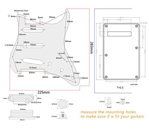 Lamsam Prewired Pickguard Compatible With 11 Holes Stratocaster Style Guitars, Loaded Alnico V Single Coil Pickups, 5-Way Pickup Blade Switch Cts Pots Push Pull Potentiometer, White #TOP6