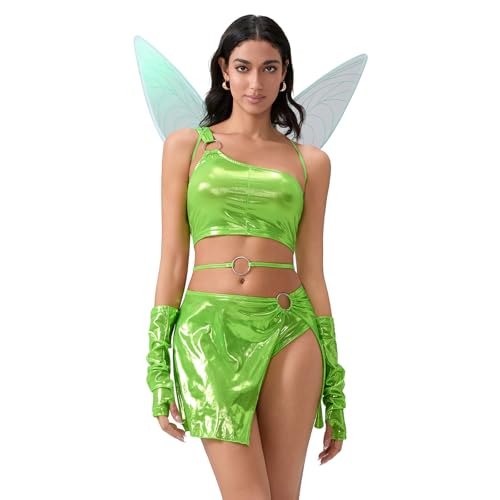 Alaurbeauty Winx Club Déguisement de Winx Club pour femme – Flora, Stella, Muse, Layla Aisha - Pour film, série, fête, carnaval, Halloween (vert, S)