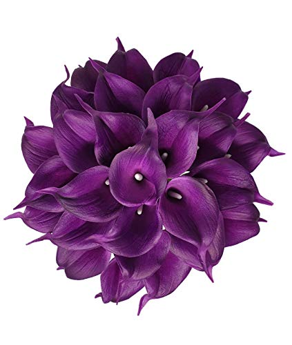 Meide Group Usa CALLAPLUM 14 Inch Real Touch Latex Calla Lily Bunch Artificial Spring Flowers cover