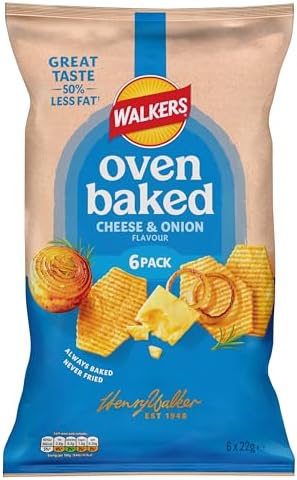 Walkers Baked Cheese & Onion Multipack Snacks Crisps 6 x 22g