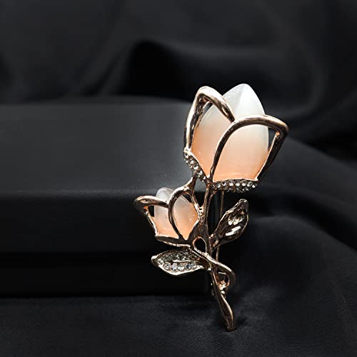 Image of Fashion Rhinestone Flower Brooches Pins Cute Pearl Crystal Floral Lapel Pin Brooch Costume Decorate Jewelry for Women Gril Gift