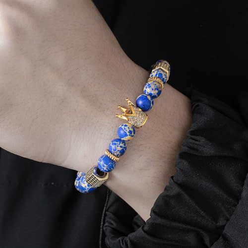 Pulsera para hombre con dije corona de acero inoxidable miniatura 3