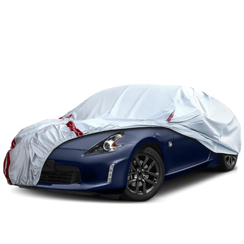 Image of Waterproof Car Covers Replace for 2009-2023 Nissan 370Z, 6 Layers All Weather Custom-fit Car Cover with Zipper Door & 18 Ponit Windproof Bands for Snow Rain Dust Hail Protection