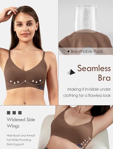 Image of Livona Lace Bralette for Women - Comfort Sports Bra Wireless Padded Bralette with Support Workout Tops Cami Crop S-XXL