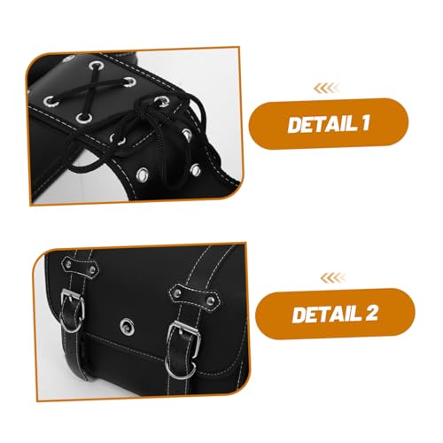 Bolsa lateral para motocicleta Vaguelly de PVC negro, alforja universal con cierre de cremallera miniatura 3