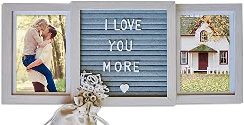 Oak Letters Customizable Picture Frame (Cream) with Genuine Felt Letter Board: Personalized Two Picture Frame for Engagement, Love, Boyfriend, Girlfriend, Wife, Anniversary