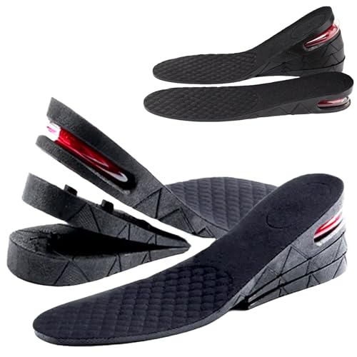3 Layers Height Increasing Shoe Insoles - Includes 3cm 5cm or 6.5cm Boost Inserts - Invisible Height Increase Insole for Men & Women - Hidden Trainer Hight Increaser Pair