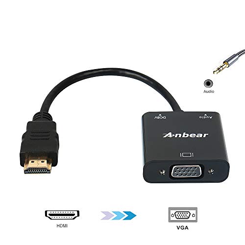 Anbear Hdmi To Vga With Audio Adapter, Gold-Plated Vga To Hdmi Adapter1080P Video Converter Male To Female With 3.5Mm Audio Port For Pc,Laptop,Dvd #TOP1