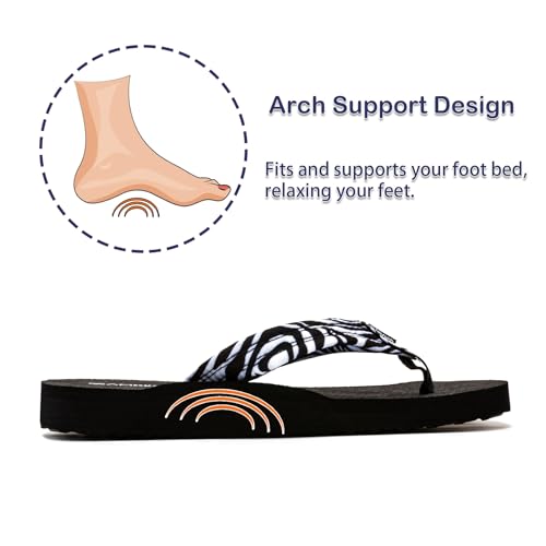 Ampeo Women's Arch Support Flip Flops Comfortable Casual Summer Beach Thong Sandals