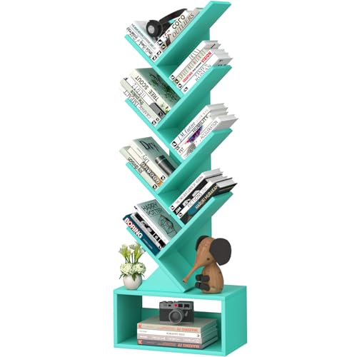 SHEEPAM 9-Tier Tree Bookshelf Floor Standing Narrow Space Storage Bookcase - image 1