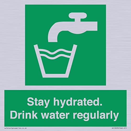 Stay hydrated. Drink water regularly Sign - 150x150mm - S15, Green/White, 150 x 150 mm