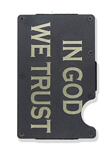 Engraved Tactical Wallet In God We Trust Metal RFID Blocking Minimalist...