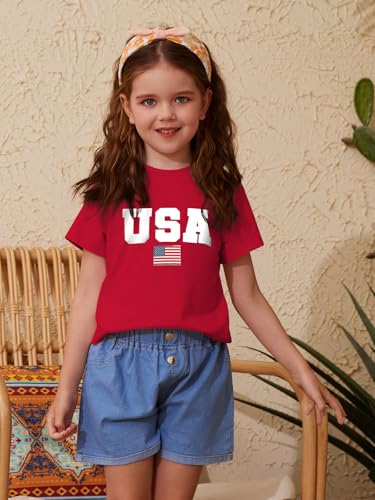 Image of ZDC Girls' Short Sleeve Shirts Kids Crewneck T-Shirts Summer Tops Basic Tees 5-14 Years