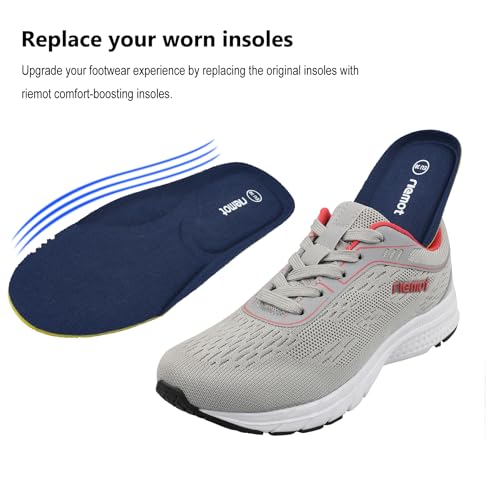 riemot Memory Foam Shoe Insoles for Men and Women,Cushioned Shoe Insoles for Sports Trainers,Work Boots,Hiking Boots,Running Shoes Comfort Inner Soles Navy Size 13UK/47EU - Image 5