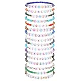 Lusofie 16 Stück Buchstaben Armband Alphabet Perlenarmband Schmuck Partnerarmbänder Musik Armband Sänger Inspiriertes Freundschaftsarmband Set für Frauen Liebhaber Fans Geschenk
