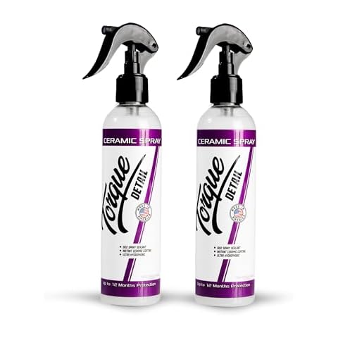 Torque Detail Ceramic Spray - Easy to Apply, Ceramic Coating Spray - Proprietary Silica Formula (Nano SiO2) Seals & Shields Car’s Clear Coat - Hydrophobic Protection & High-Gloss Shine (2-Pack 8 oz) Cover
