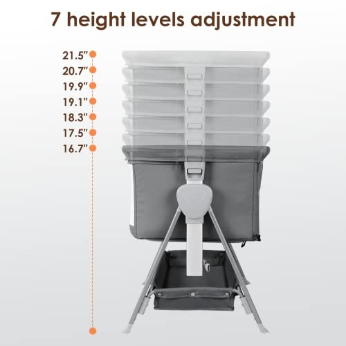 Cowiewie Baby Bassinet With Bed Mattress And Storage | 7-Levels Height Adjustable | Basket Beside Bassinet Sleeper Impact Cotton Protects Baby's Head And Feet #TOP3