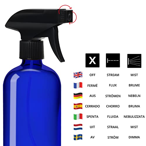 Belle Vous Vaporisateur Vide Réutilisable en Verre Bleu (Lot de 3) - Pulverisateur Vide 500 ml - Bouteille Spray 2 Réglages pour Produits de Nettoyage, Aromathérapie et Huiles Essentielles - Image 5