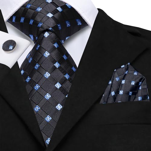 Image of Hi-Tie Men 63inches Tie Set Extra Long Necktie Paisley Tie Pocket Suqare Cufflinks Big and Tall Men Tie
