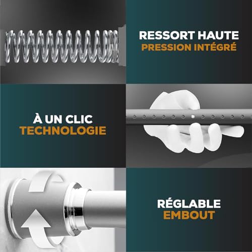 Tringle rideau sans percage MEISENBERG extensible 370-420 cm gris