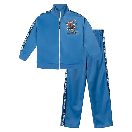Marvel Spider-Man Little Boys Zip Up Jacket and Pants Tracksuit Outfit Set Blue Spiderman 7-8