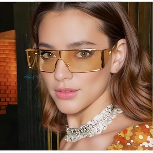 Small Rectangle Punk Sunglasses Women Metal Frame One-Piece Windproof Sun Glasses For Ladies Outdoor Eyewear F272