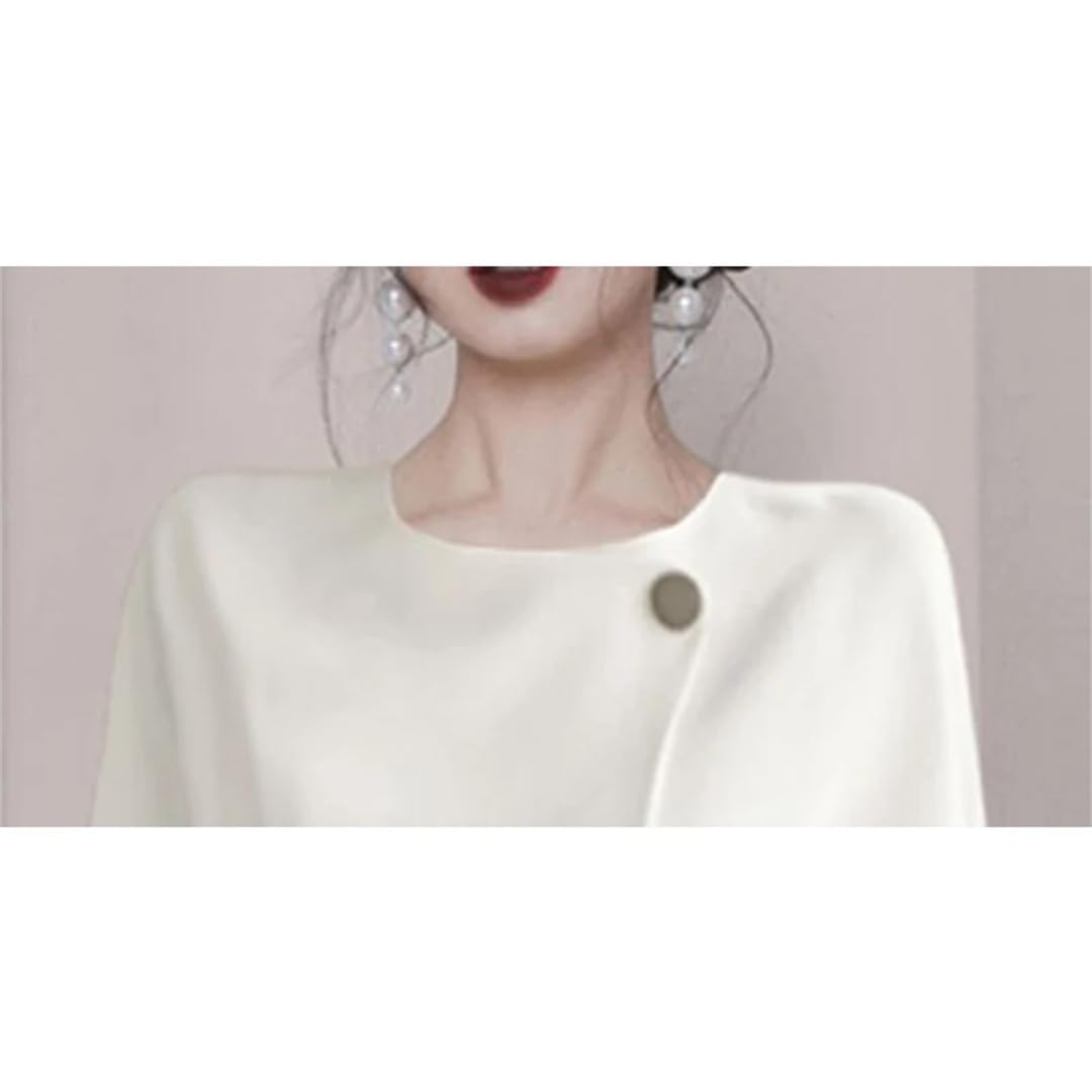 Blusa elegante de manga larga con botones sólidos para mujer