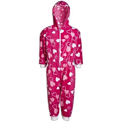Camille - Pijama Infantil de una Pieza - Rosa con Estampado de Corazones Cover