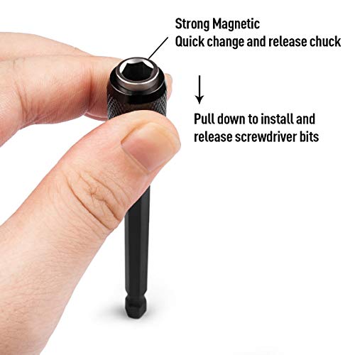 Qwork WD1804 3 Pcs 1/4 Inch Hex Shank Quick Release Bar Socket Screwdriver Bit Holder, Magnetic Extension Chuck Adapter Set thumb #3