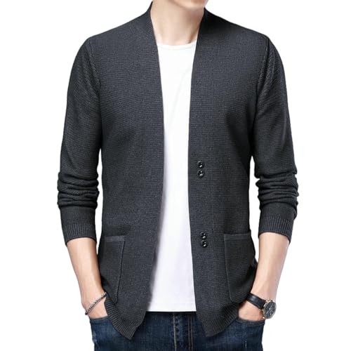 Corte estrecho suéter de punto texturizado para hombre cárdigan elegante de otoño