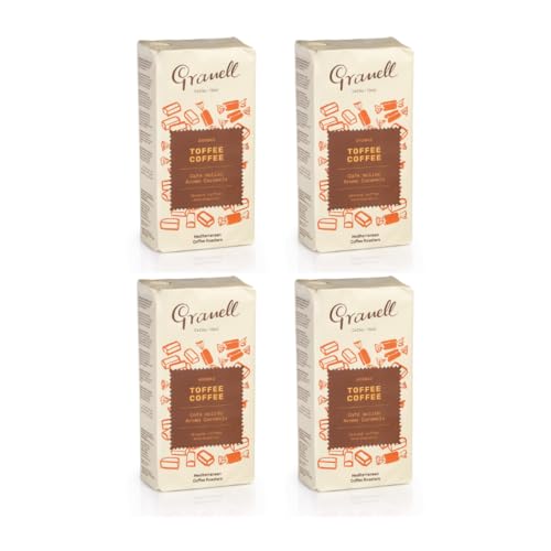Pack 4 unidades Café Molido 100% Arábica Toffee-Caramelo | 250g c/u | Café Natural Suave y Cremoso | Sin Gluten, Sin Azúcares Añadidos.
