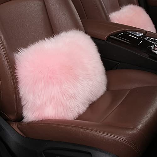 EGBANG Lumbar Support Pillow for Car, Faux Wool Seat Cushion Lumbar Support Back Pillow Car Decor Accessories for Reliving Lower Back Pain (Pink)