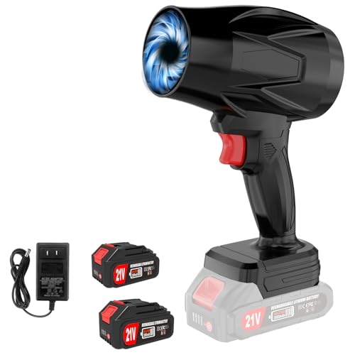Cordless Leaf Blower Portable Dust Cleaner Handheld 500000RPM Compressed Air Duster, Electric Blower with 2 Battery and Charger&Adjustable Speed for Lawn Care,Patio Cleaning,Drying,Camping