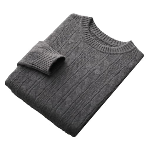 Men's Merino Wool Cashmere Sweater Round Neck Knitted Pullover Business Knitted Top