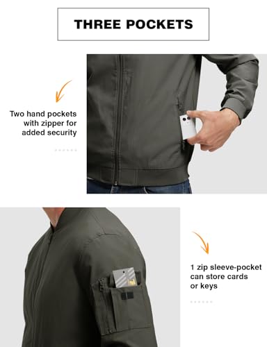 Image of TBMPOY Men's Windproof Bomber Jackets Lightweight Track Jackets Windbreaker Outdoor Golf Fashion Coat