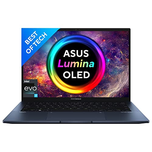 Image of ASUS Zenbook 14 OLED (2022), 14 inch (35.56 cms) 2.8K OLED 16:10 90Hz, Intel Core EVO i7-1260P 12th Gen, Thin and Light Laptop (16GB /512GB SSD /Windows 11 /Office 2021 /Blue /1.39 kg), UX3402ZA-KM731WS