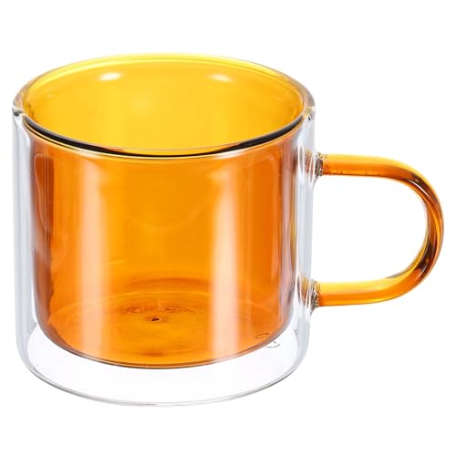 QUARKZMAN 8.4 oz Tasses À Café En Verre À Double Paroi, Tasse À Thé Avec Poignées Élargies Pour Espresso, Cappuccino, Sachet De Thé, Latte, Boissons Chaudes Froides, Jus, Marron