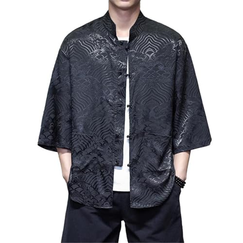Chemise style chinois col en V à manches courtes pour homme idéale en été