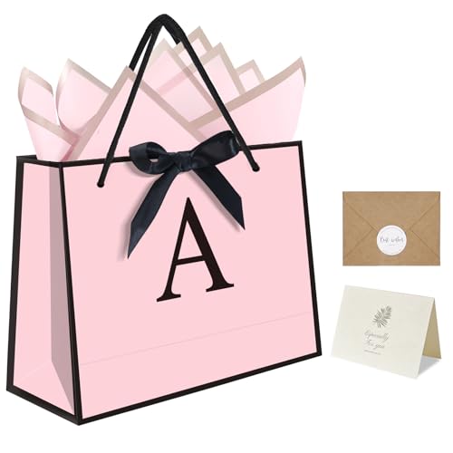 Sac en papier horizontal avec monogramme QLSKO et nœud en ruban