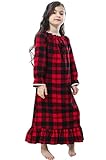 PUFSUNJJ Girls Princess Nightgown,Winter Long Sleeve Flannel Nightdress Pajamas Dress Kids 3-12 Years Red