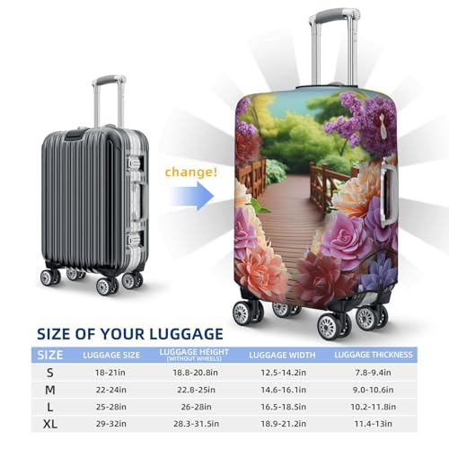 Travel Luggage Cover Colorful Flowers Blossom Suitcase Protector Elastic Washable Stretch Suitcase Protector Anti-Scratch Travel Suitcase Cover Fit 18-32 Inch Luggage2