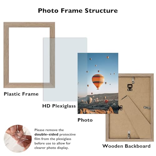 Image of JCJMY 4x6 Picture Frame Rustic Brown for Wall Hanging or Tabletop, Wall Mounting Horizontally or Vertically, 4 x 6 Wall Gallery Poster Photo Frame with Shatter Resistant Plexiglass,Rustic Brown